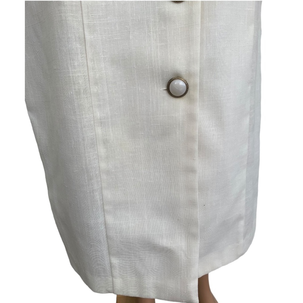 80s Floral Collar Dress Modest Ivory Button Down SL Fashions 14 38 32 40 - Picture 8 of 8